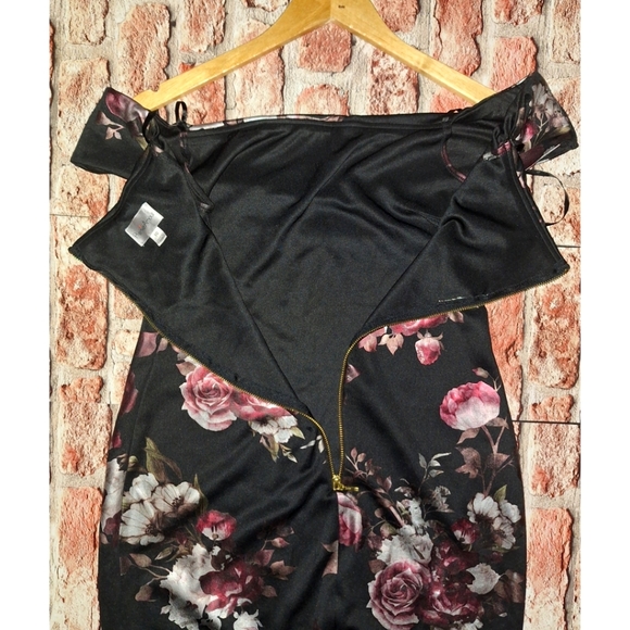 Premier Amour | Short-Sleeve Off-the-Shoulder Floral Sheath Dress - Picture 14 of 16